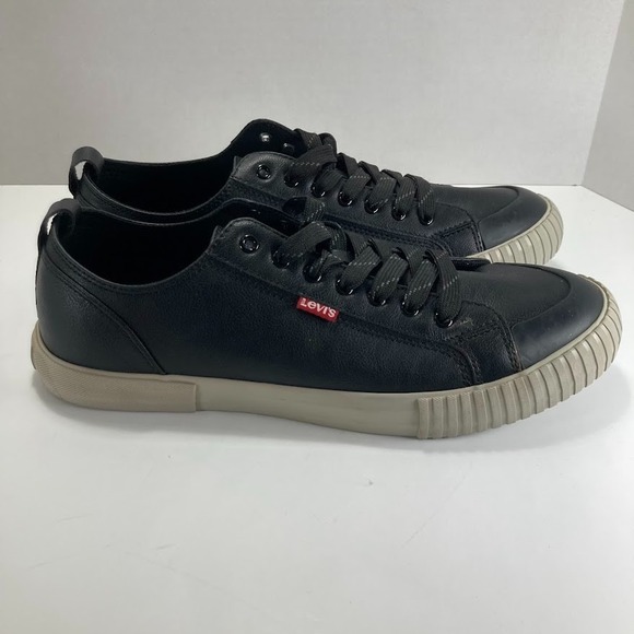 Levi's Leather Sneaker Men's Size 11 Anakin NL Bk Synthetic Black Rubber Sole - Picture 2 of 14